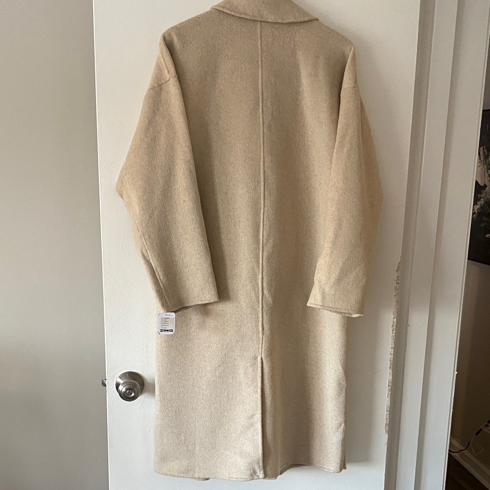 Free People Adore You Oversize Wool Sand Long Coat Sz S NWT - Picture 10 of 16